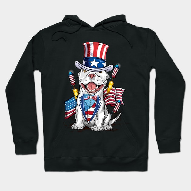 CUTE DOG PITBULL PROUD AMERICA Hoodie by JOISDRAW ART